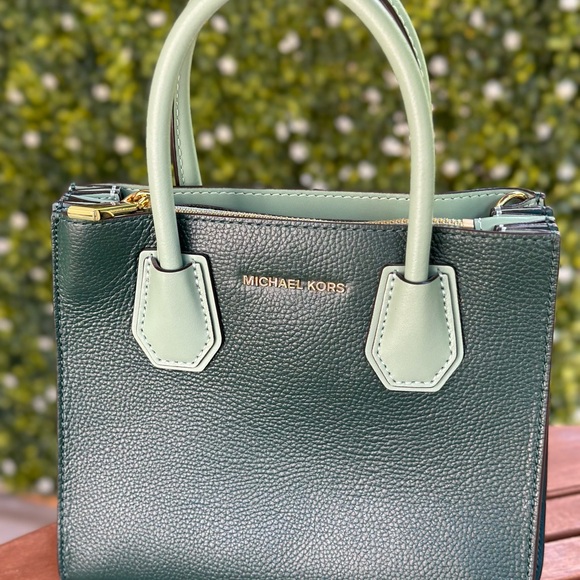 Michael Kors Handbags - Michael Kors Green Leather Satchel Bag with Adjustable Strap and Dust Bag